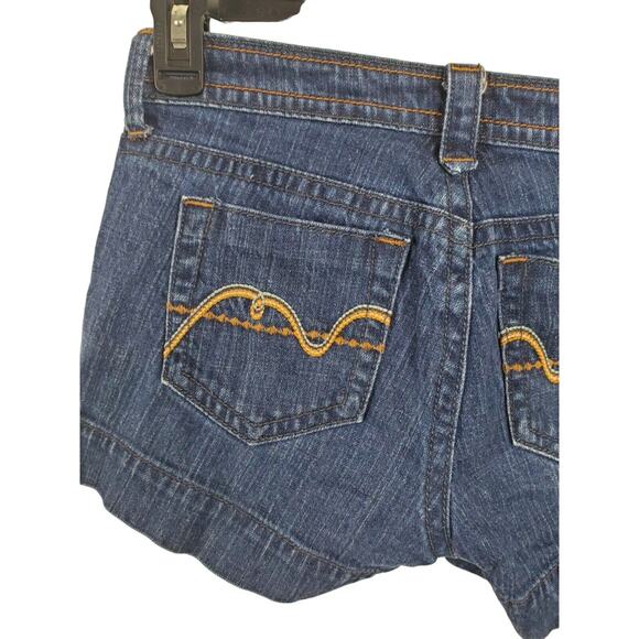 Industrial Cotton Shorts 5 Womens/Juniors Dark Wash Mid Rise Denim Pockets Summe - Picture 4 of 6